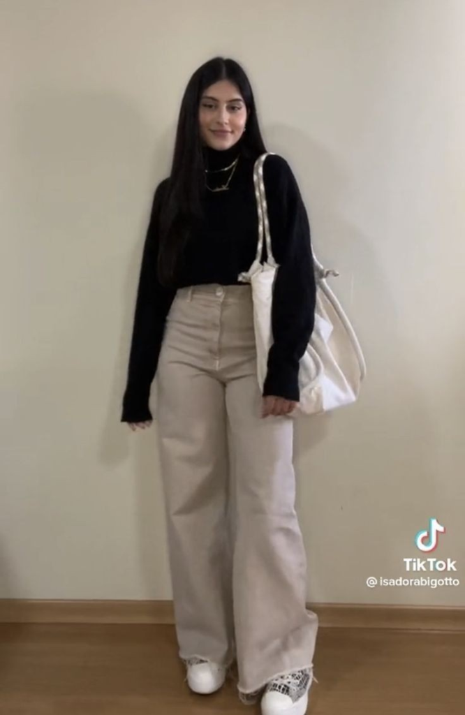 Cream Wide-Leg Jeans