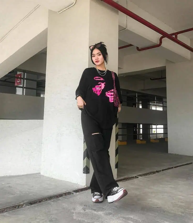 Punk-Inspired Graphic Tee And Ripped Jeans