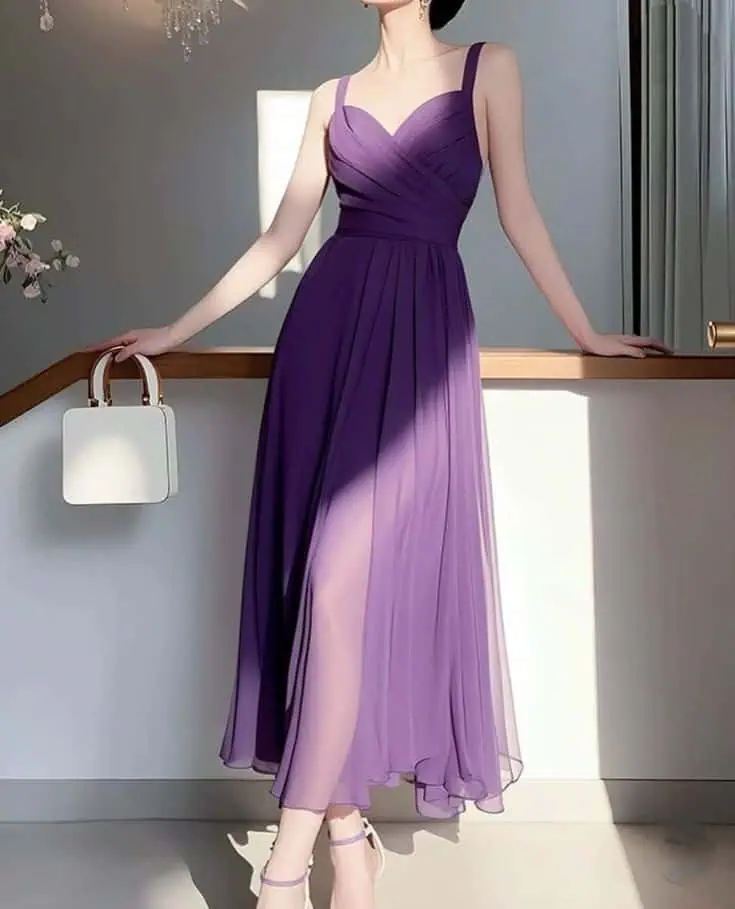 Elegant Purple Wrap Dress with Style
