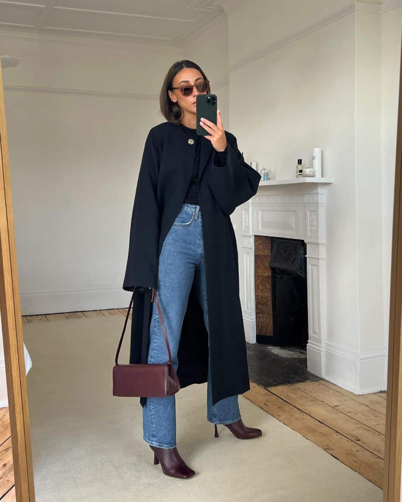Sleek Longline Coat And Denim