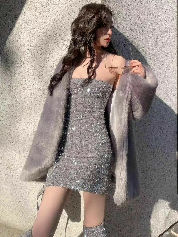 Elegant Mauve Sparkle Cocktail Dress