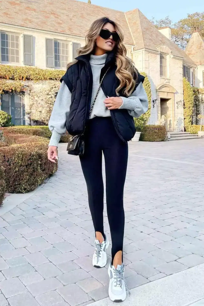 Sleek Athleisure With Puffer Vest