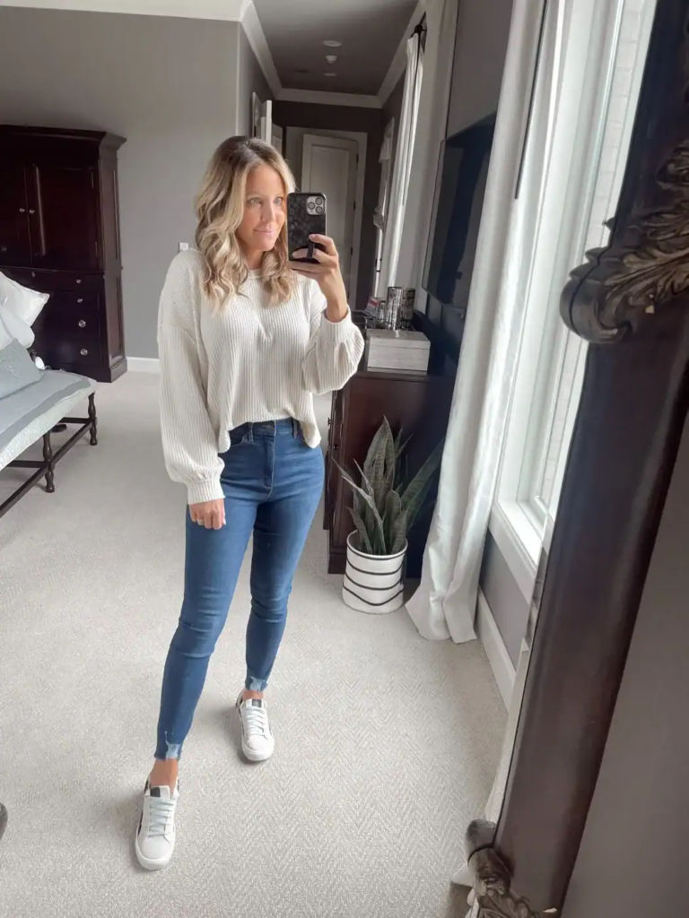 Cozy Knit And Denim Duo