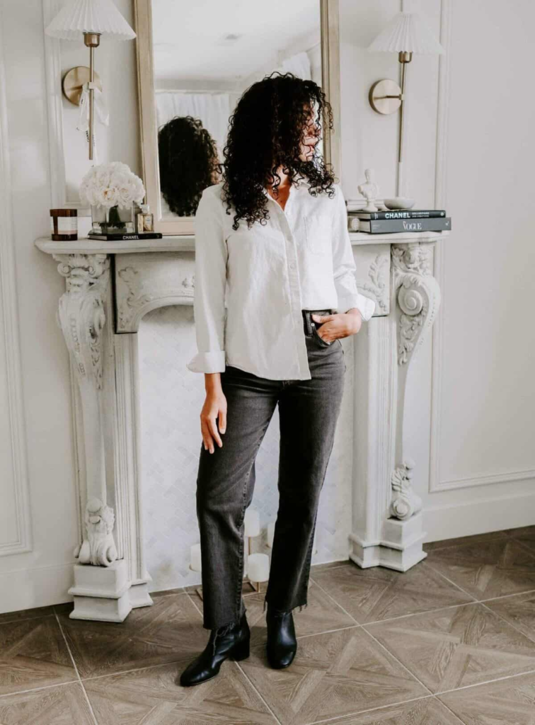 Crisp White Shirt And Dark Denim