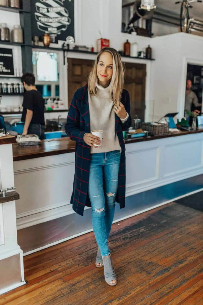 Chic Layered Look With Plaid Coat