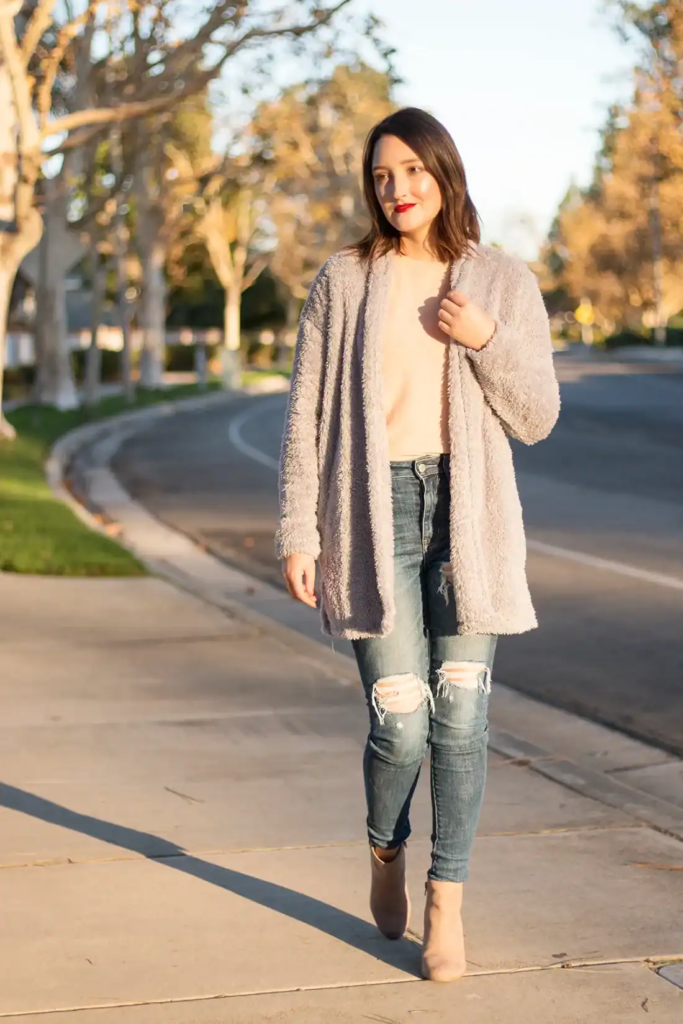 Cozy Chic In Fuzzy Cardigan