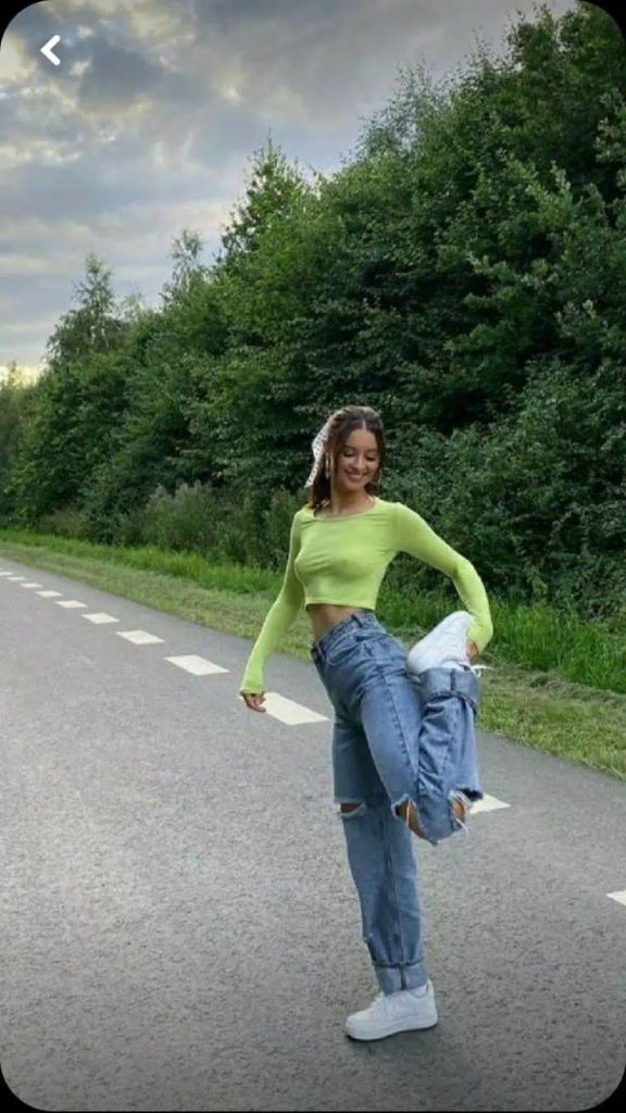 Neon Crop Top And Ripped Jeans