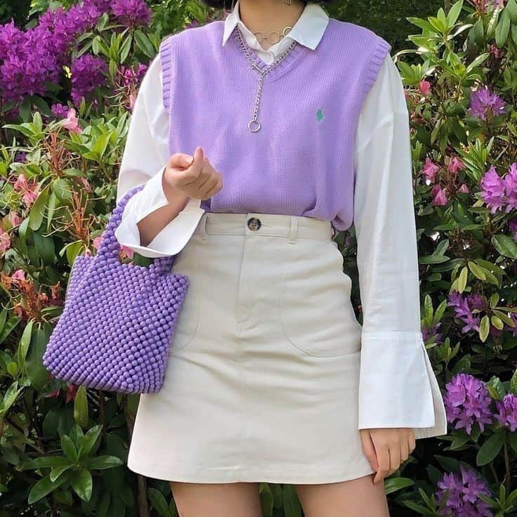 Preppy Purple Sweater Vest Combo
