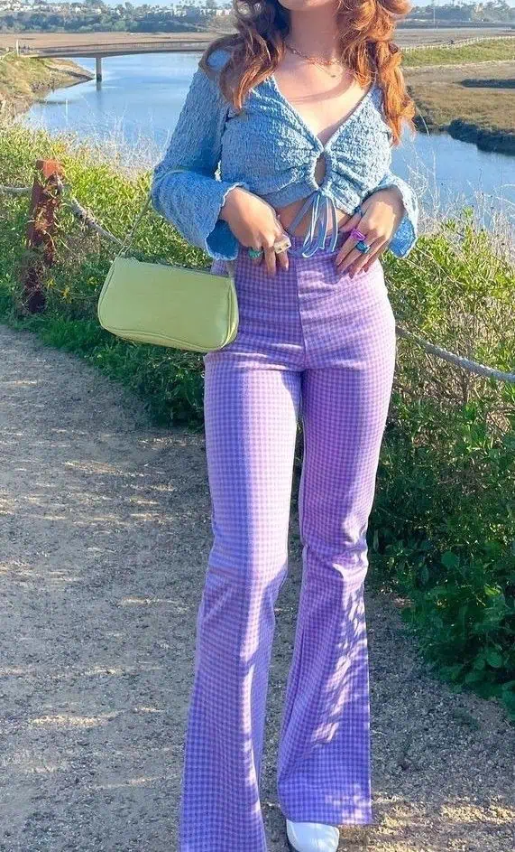 Retro Chic: Gingham Flares And Crop Top