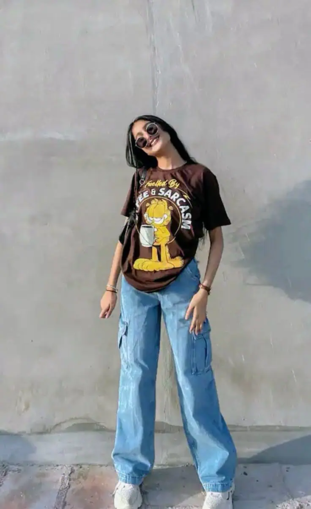 Retro Cartoon Tee And Baggy Jeans
