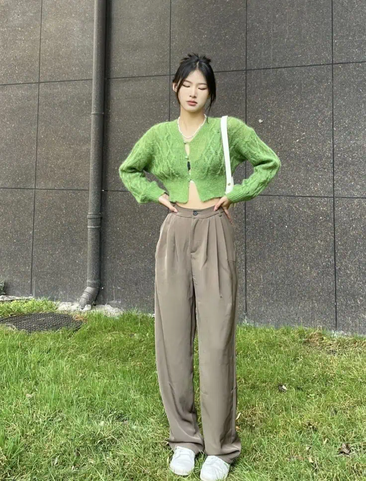 Vibrant Crop Cardigan And Wide-Leg Pants