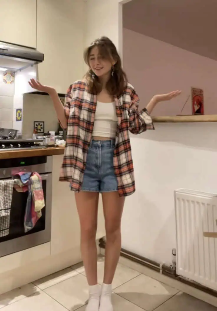 Oversized Plaid And Crop Top Combo