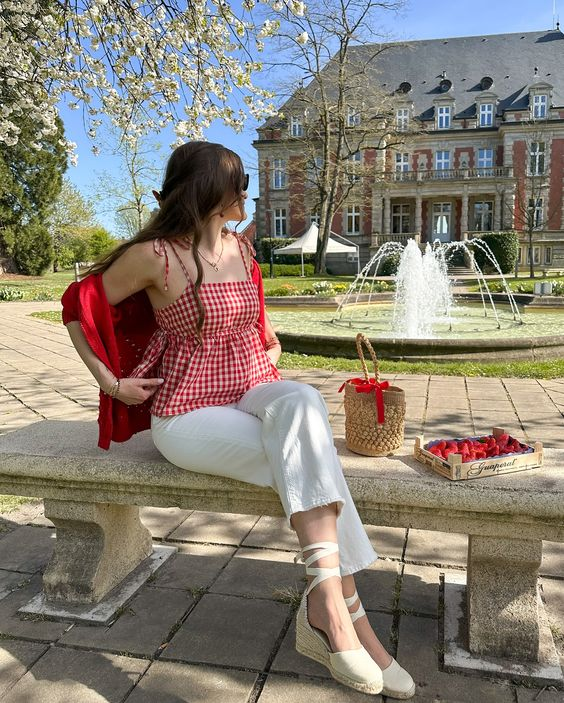 Effortlessly Chic: Red Gingham for a Spring Stroll