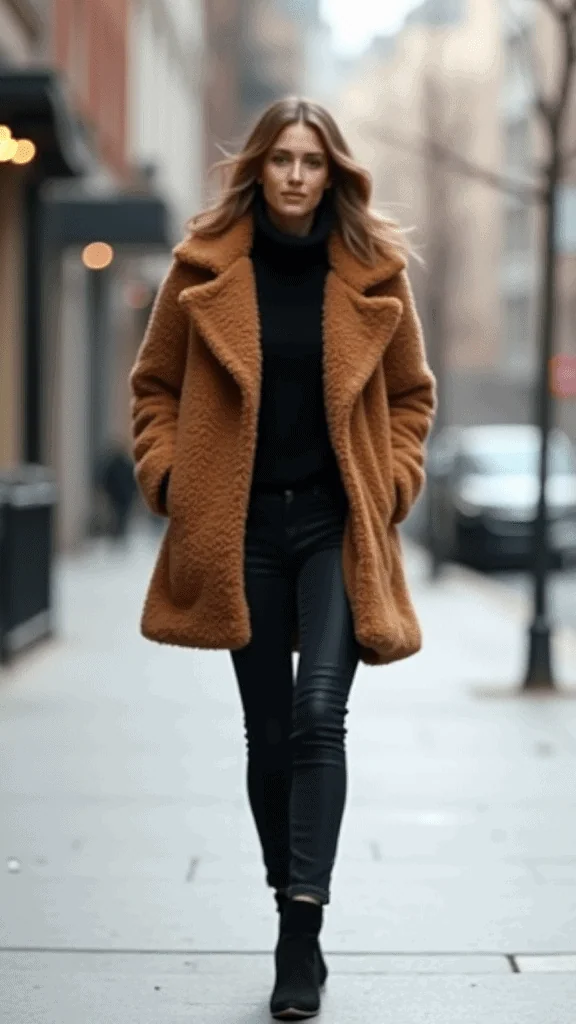 Teddy Coat and Skinny Jeans
