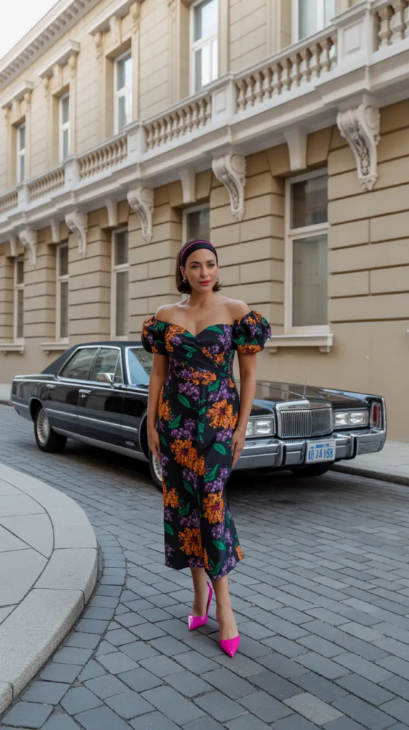 Floral Jumpsuit With European City Energy