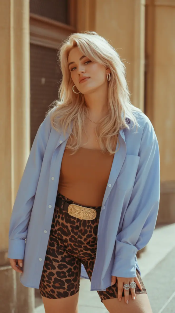 Leopard Shorts With Oversized Shirt Cool