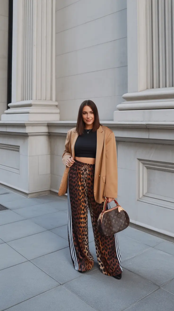 Blazer and Leopard Pants City Statement