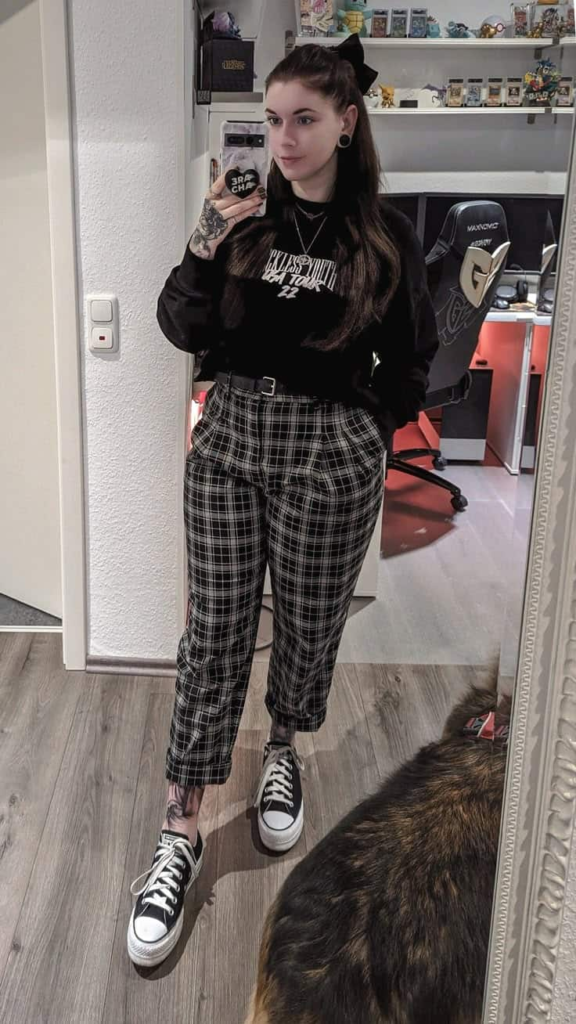 Edgy Plaid And Black Combo