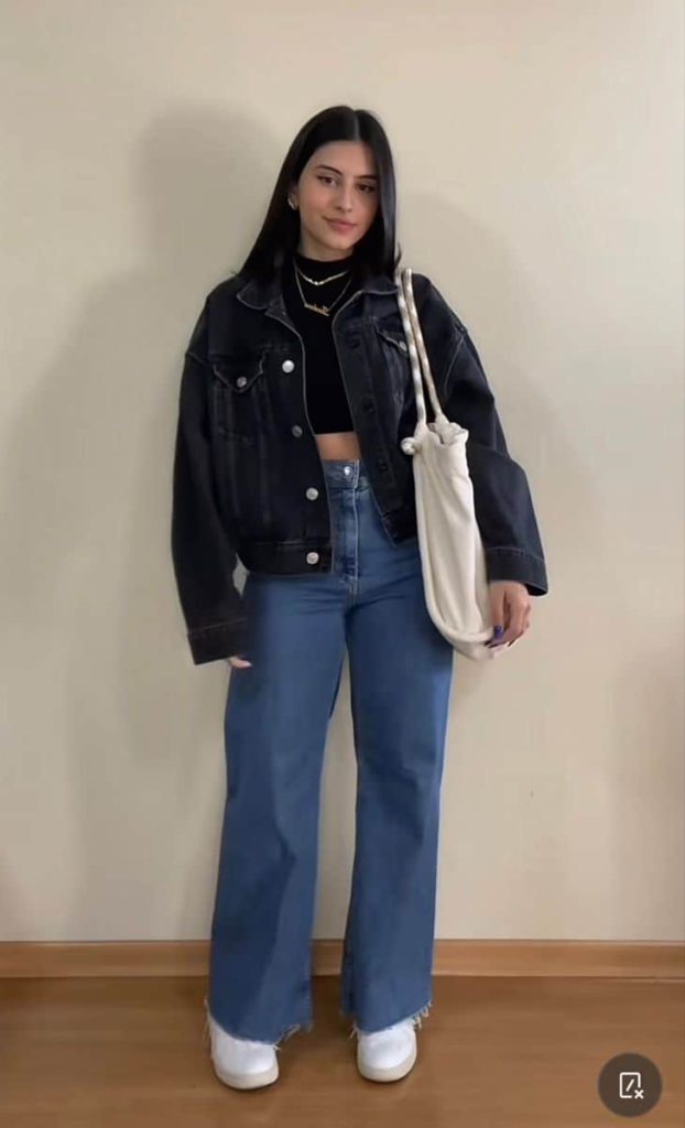 Edgy Denim-On-Denim With Crop Top