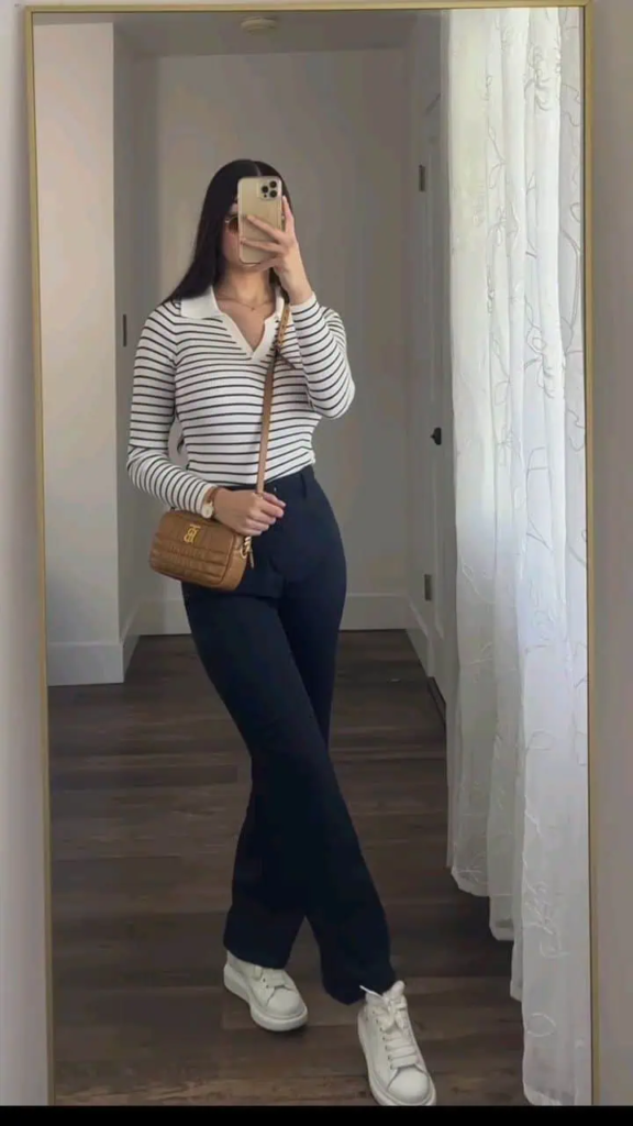 Chic Stripes And Flared Pants