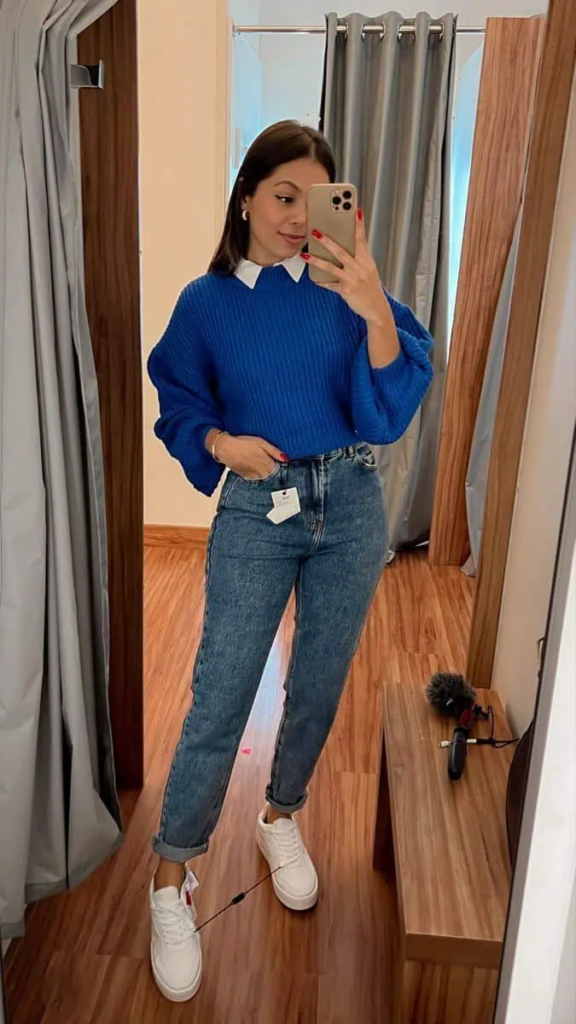 Preppy Chic With Cobalt Knit