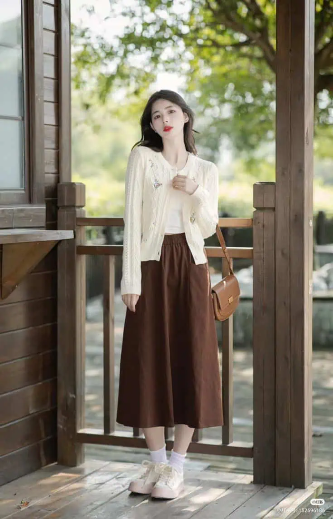 Cozy Cardigan And Midi Skirt Combo