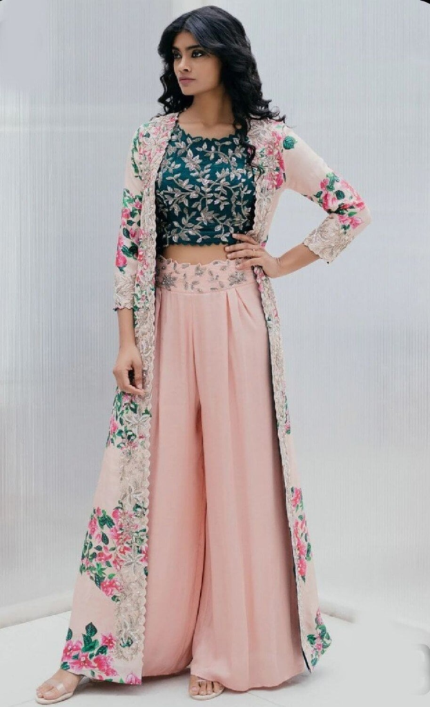 Floral Fusion Indo-Western Ensemble