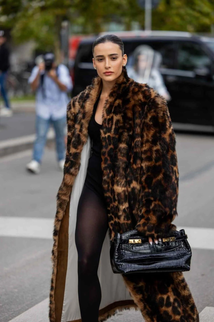 Fierce Leopard Print Fur Coat