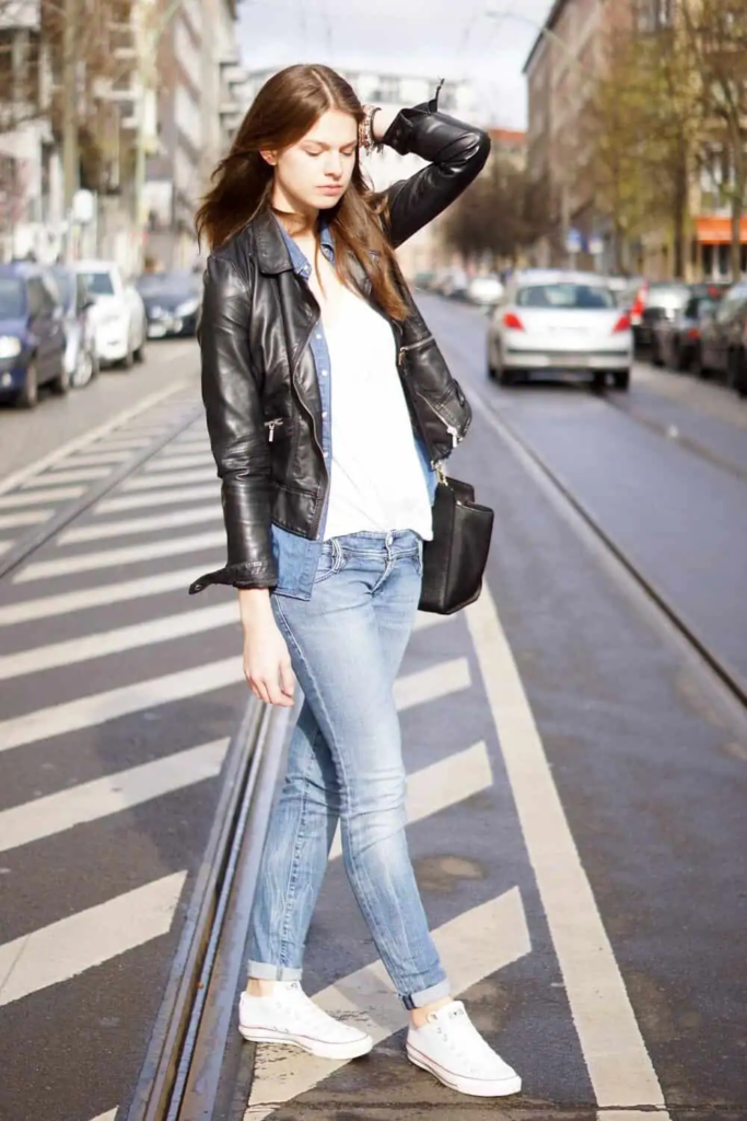Edgy Chic Leather And Denim Combo