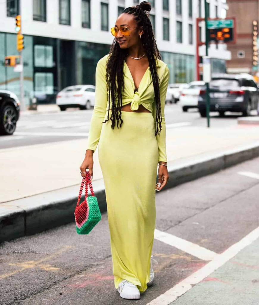 Lime Green Maxi With Knotted Top