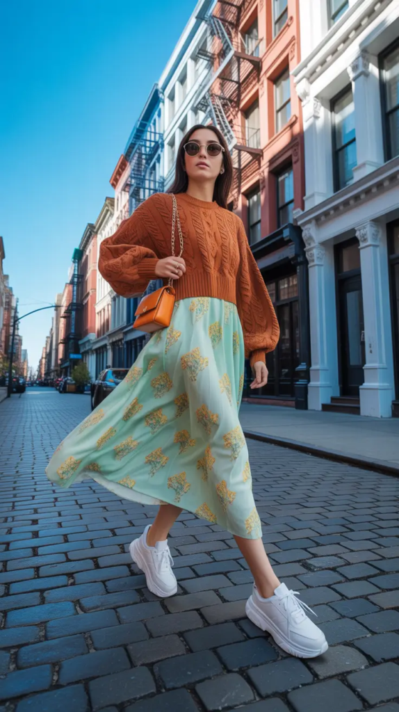 Knits and Flowing Skirts for City Walks