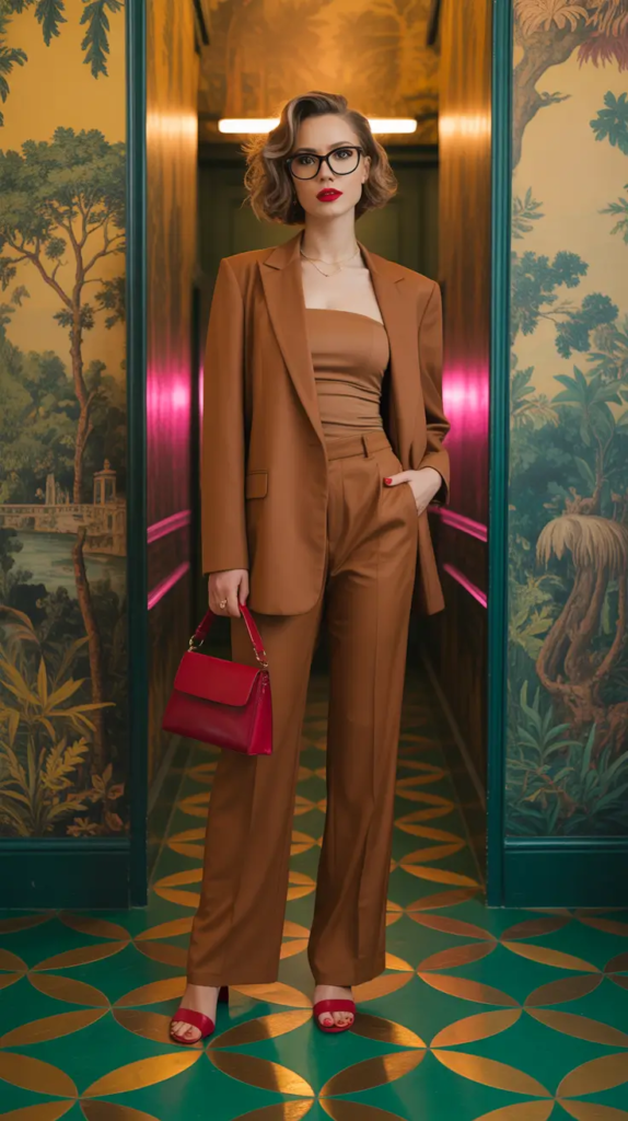 Power Suit in Warm Cocoa Tones