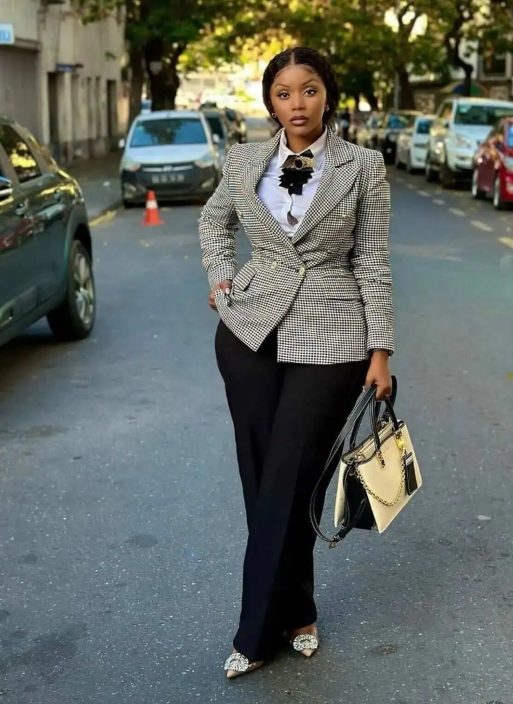 Sophisticated Houndstooth Blazer and Trousers