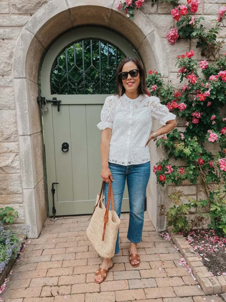 Romantic Lace Top with Classic Denim