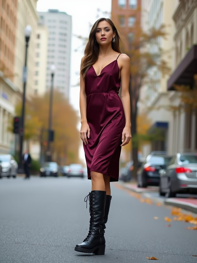 1. Slip Dress And Combat Boots