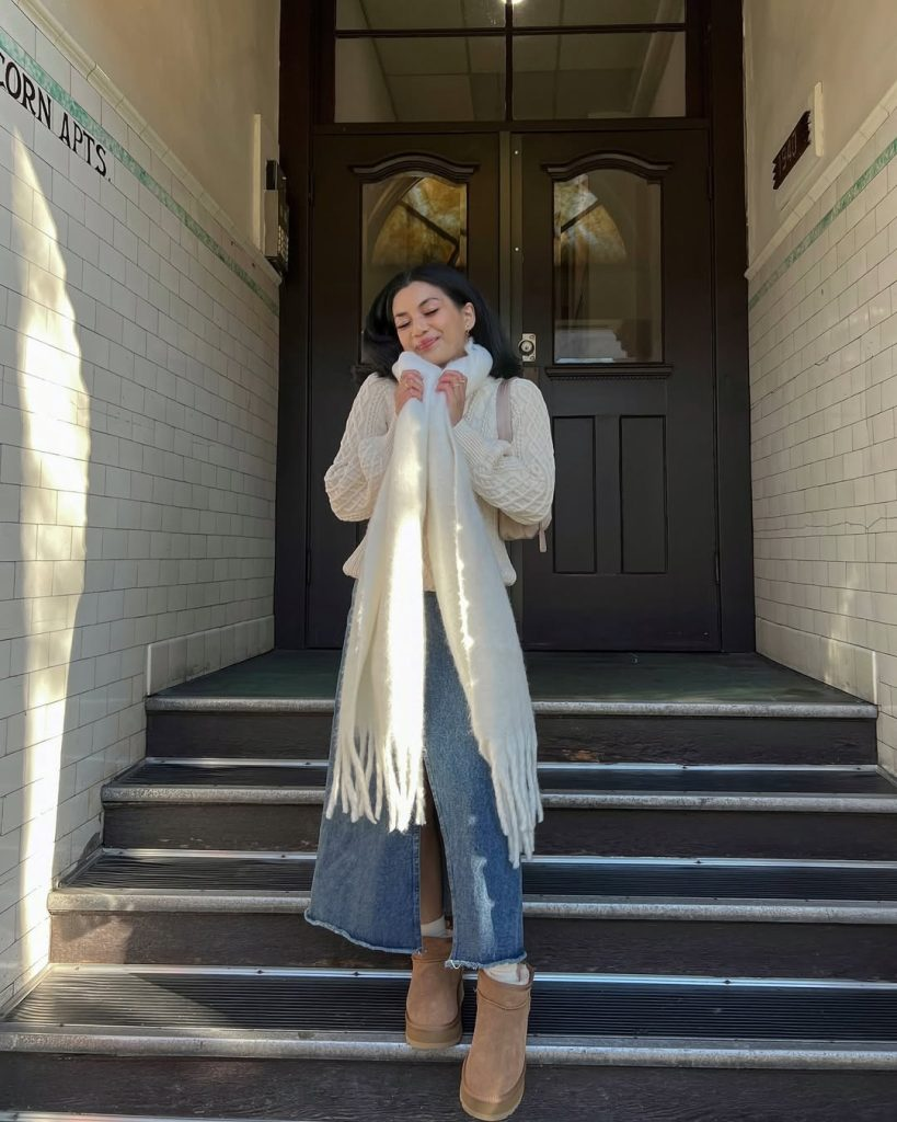 Long Denim Skirt Coziness