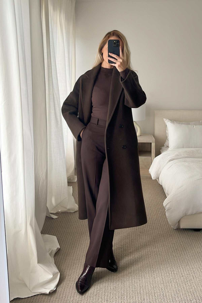 12. Monochromatic Elegance With Oversized Coat