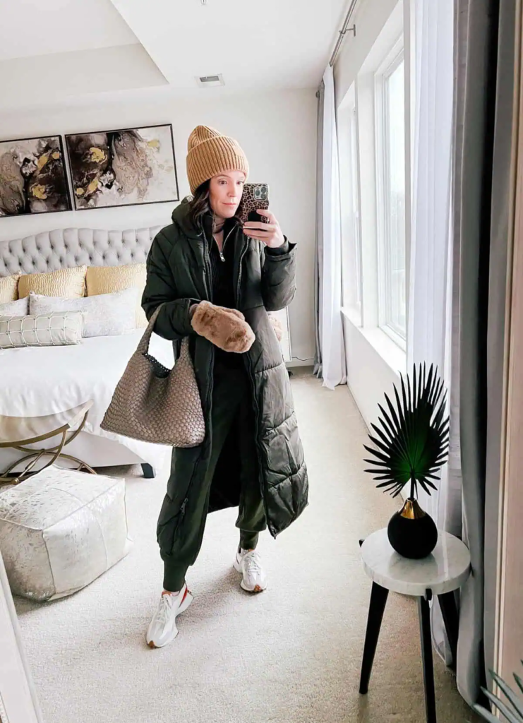 13. Chic Puffer Coat And Beanie Combo