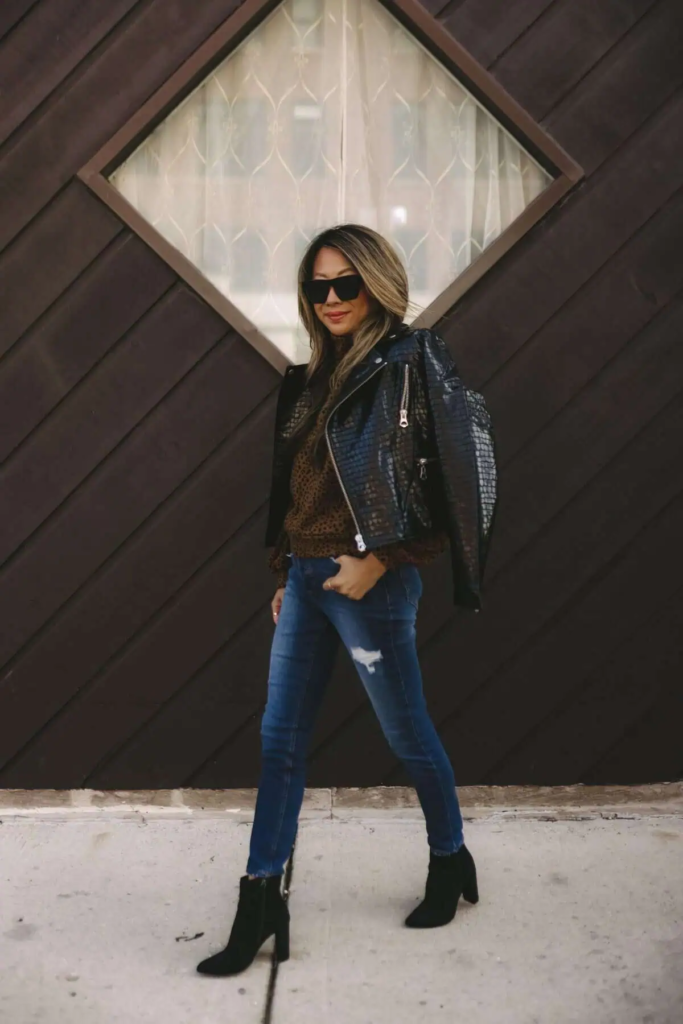 16. Edgy Leather And Leopard Combo