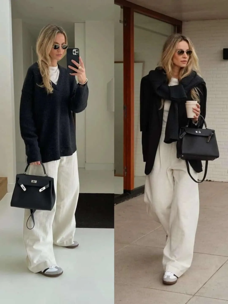 1. Classic Monochrome With Luxe Accessories