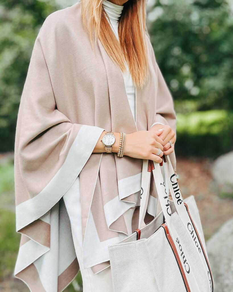 2. Elegant Two-Tone Cape Wrap
