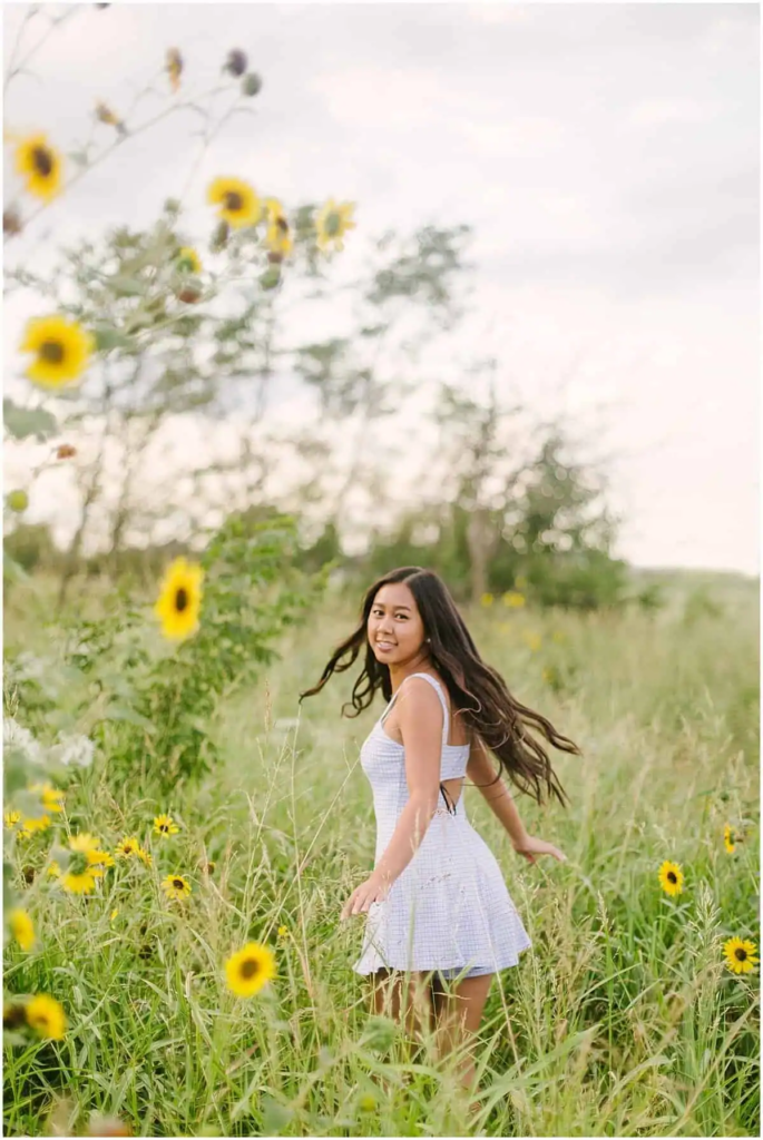1. Breezy White Dress In Sunflower Field