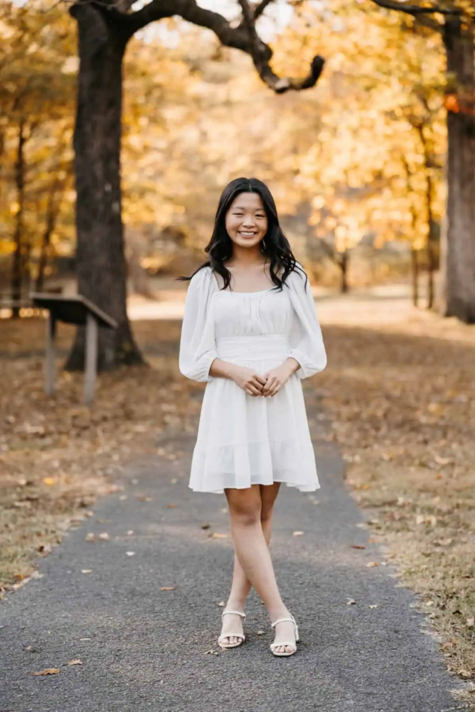 13. Ethereal White Dress For Autumn