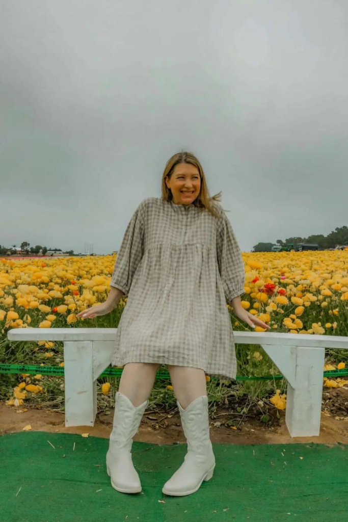 8. Gingham Dress With White Boots