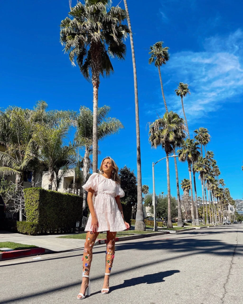 1. Breezy White Dress With Statement Tights
