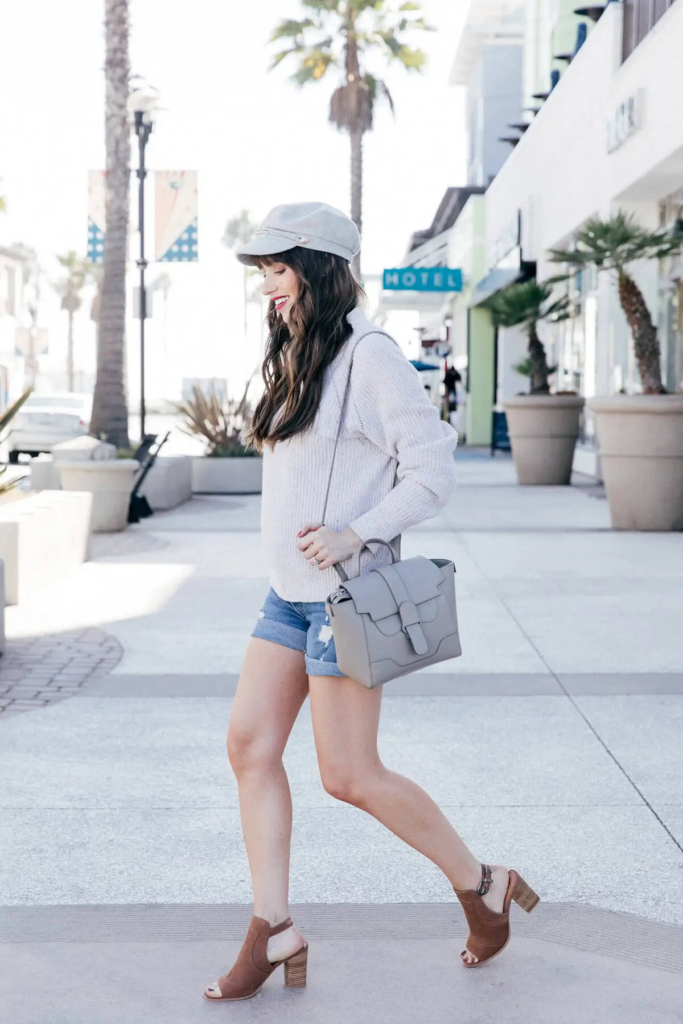 8. Cozy Knit And Denim Shorts Combo