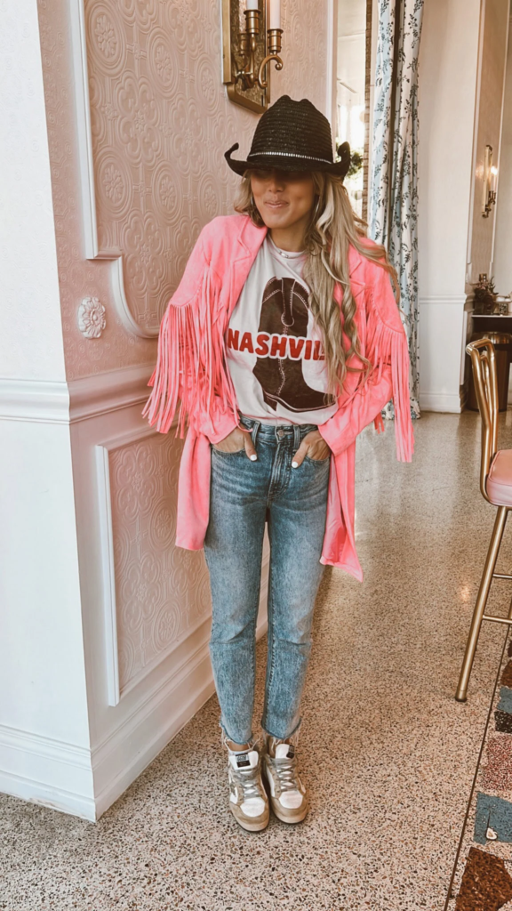 2. Pink Fringe Jacket And Nashville Tee
