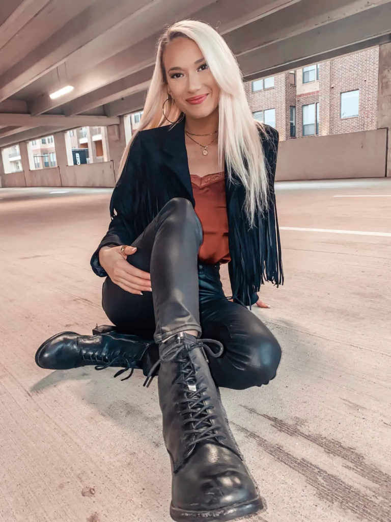 6. Fringed Jacket And Combat Boots