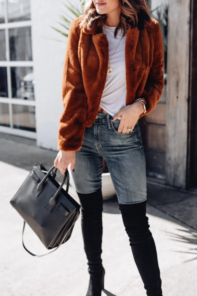 13. Rustic Chic Faux Fur Jacket