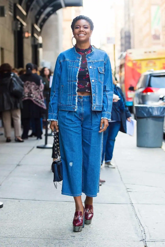 9. Double Denim With A Floral Twist